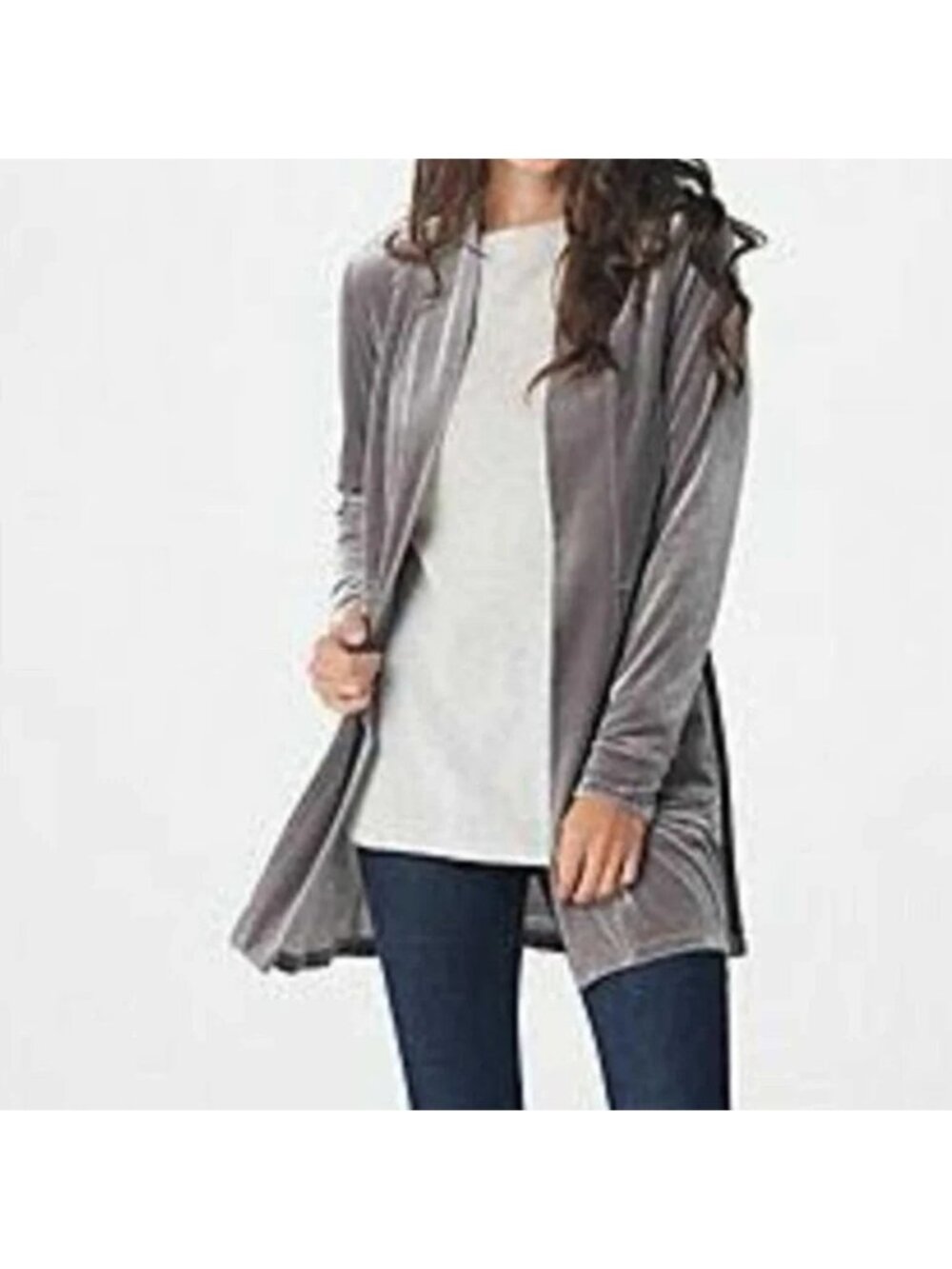 NEW Isaac Mizrahi Live! Grey Velvet Blazer Size XS